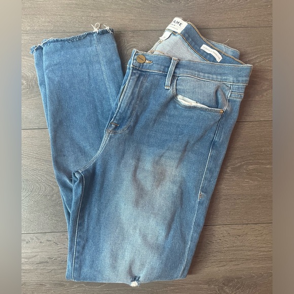 Women’s FRAME Le Skinny de Jeanne distressed Crop Jeans - Size 32 - Picture 1 of 6